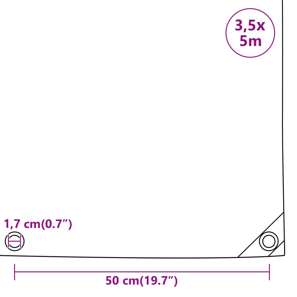 Cerada antracit 3,5 x 5 m 650 g/m²