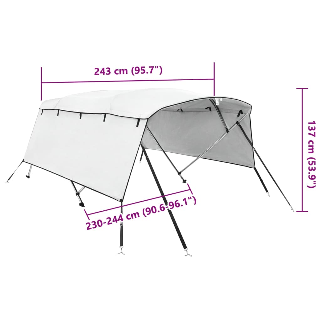 Tenda bimini s 4 luka i bočnim stijenkama 243x(230-244)x137 cm