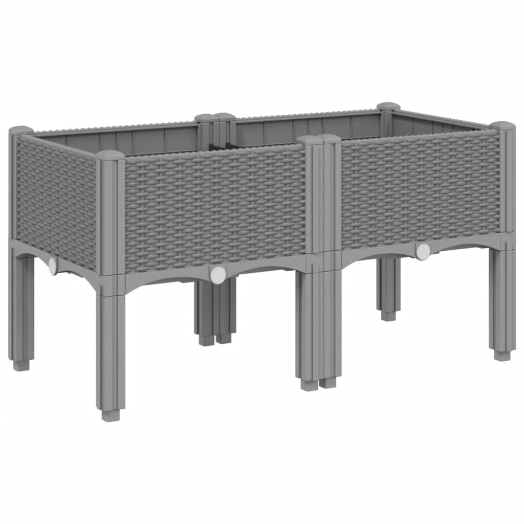 Vrtna sadilica s nogama svjetlosiva 80 x 40 x 42 cm PP