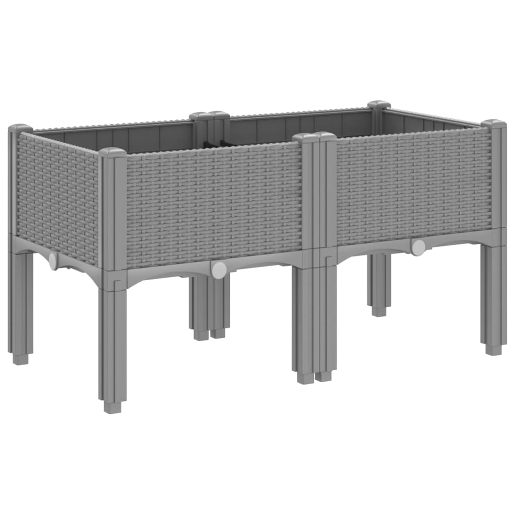 Vrtna sadilica s nogama svjetlosiva 80 x 40 x 42 cm PP