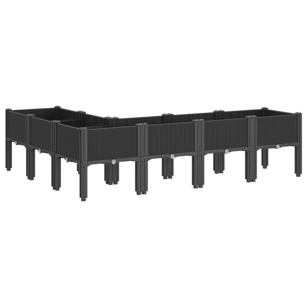 Vrtna sadilica s nogama crna 160 x 120 x 42 cm PP