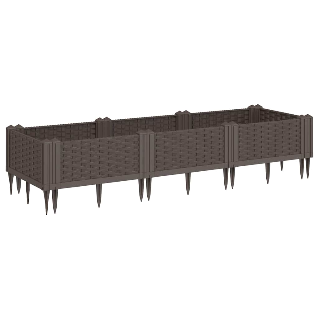 Vrtna sadilica s klinovima smeđa 125 x 40 x 28,5 cm PP