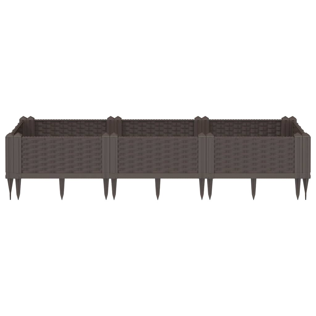 Vrtna sadilica s klinovima smeđa 125 x 40 x 28,5 cm PP