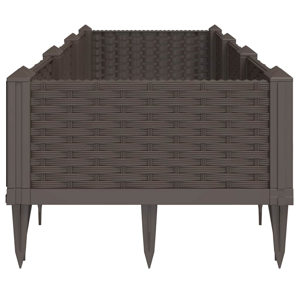 Vrtna sadilica s klinovima smeđa 125 x 40 x 28,5 cm PP
