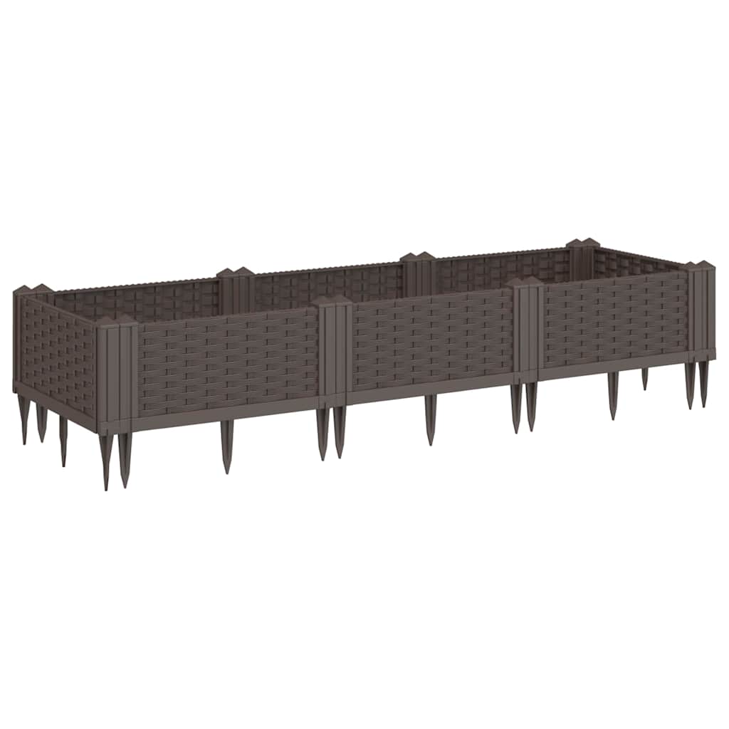 Vrtna sadilica s klinovima smeđa 125 x 40 x 28,5 cm PP