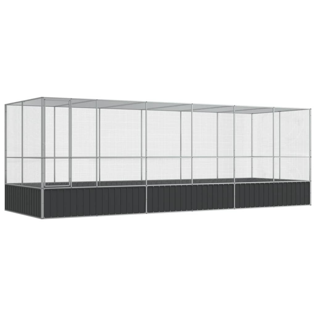 Kavez za ptice s produžetkom srebrni 625x207x212 cm čelični