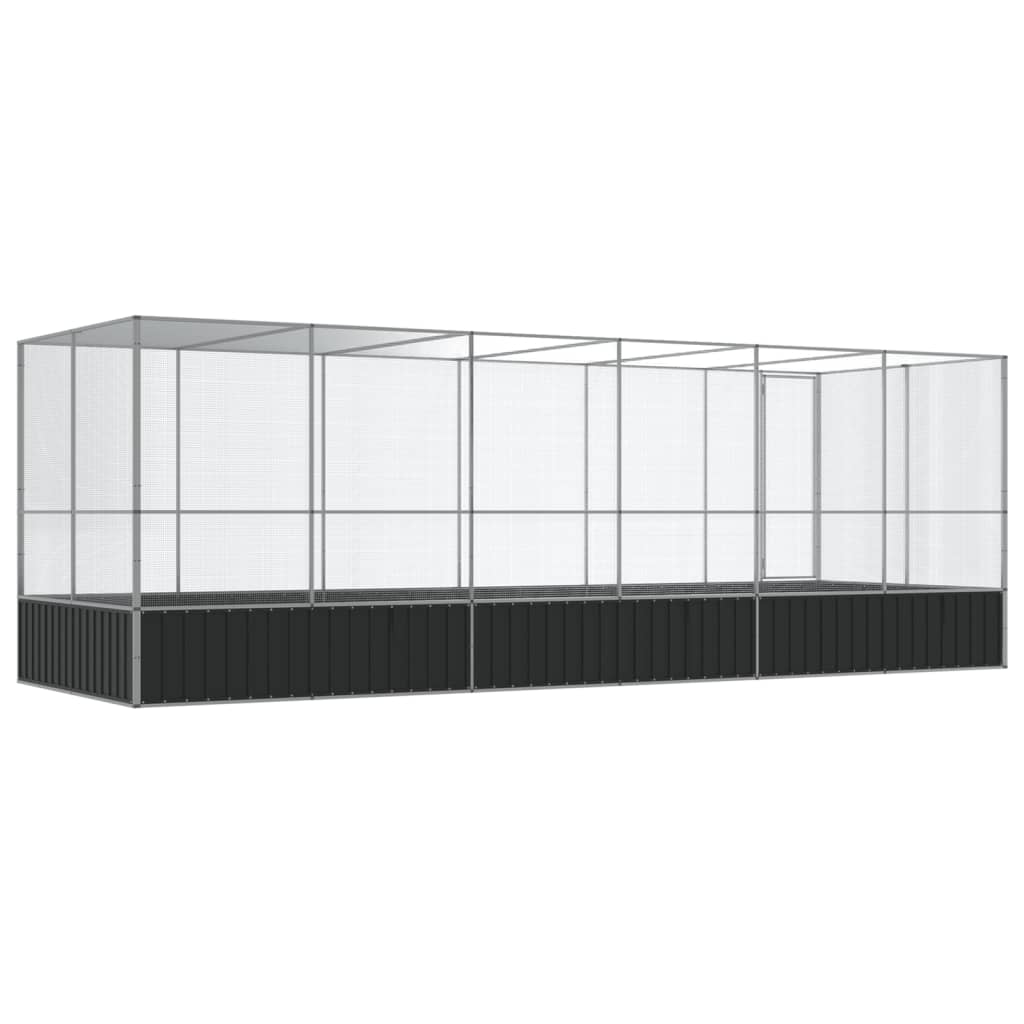 Kavez za ptice s produžetkom srebrni 625x207x212 cm čelični