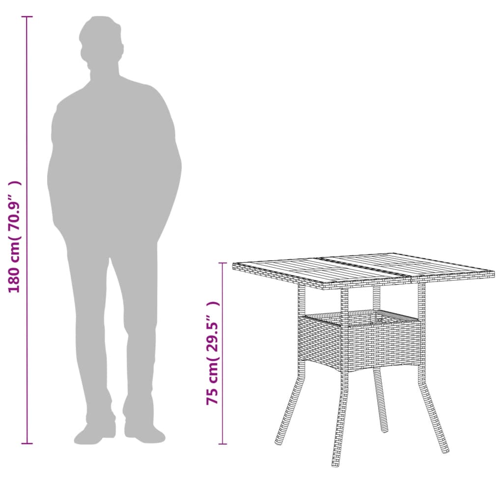 Vrtni stol bež 80 x 80 x 75 cm od poliratana i drva bagrema