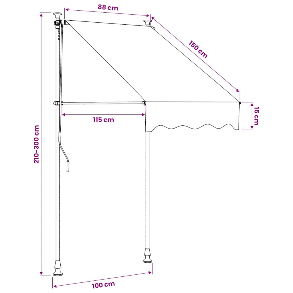 Tenda na uvlačenje antracit 100 x 150 cm od tkanine i čelika
