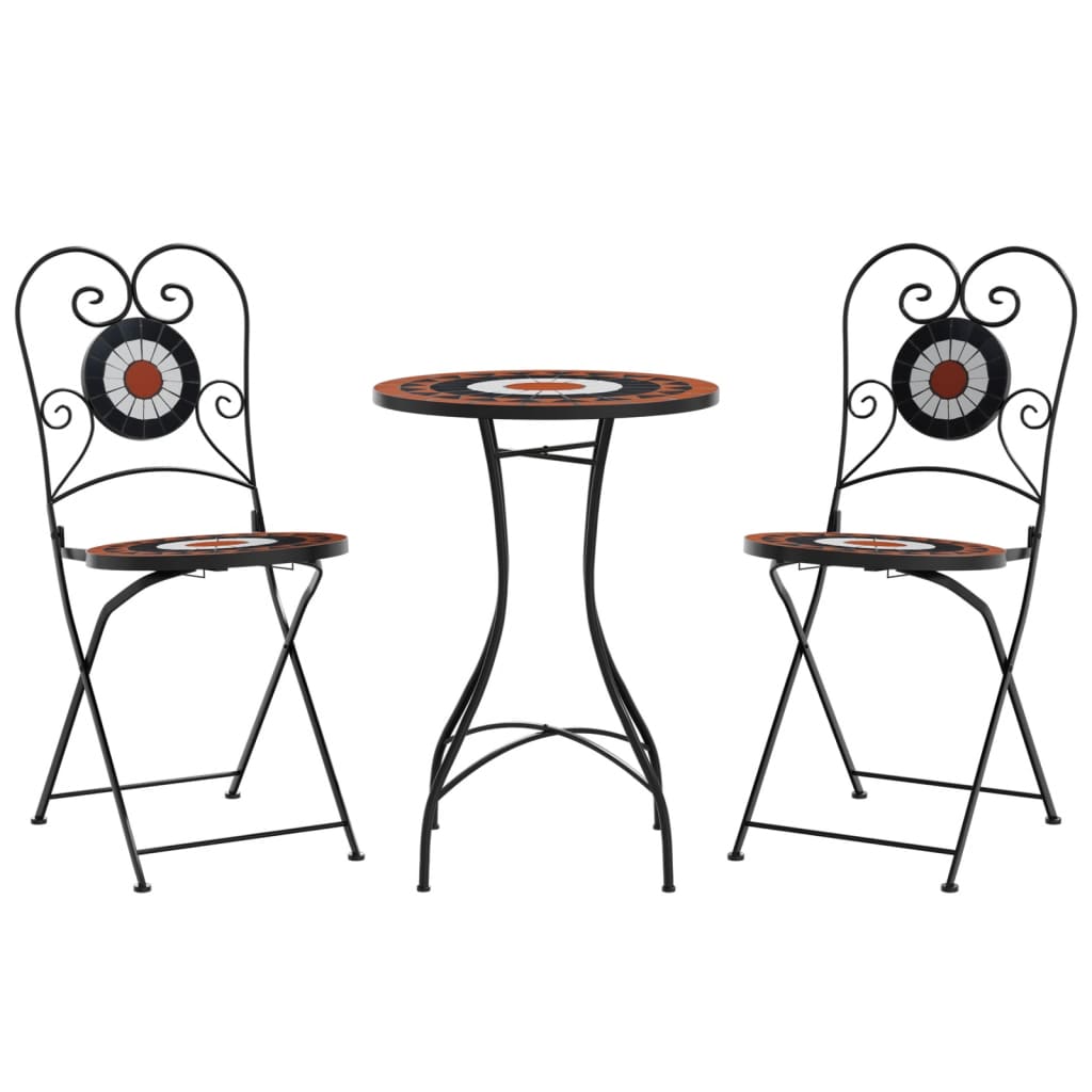 Bistro set s mozaikom terakota i bijelo od željeza i keramike