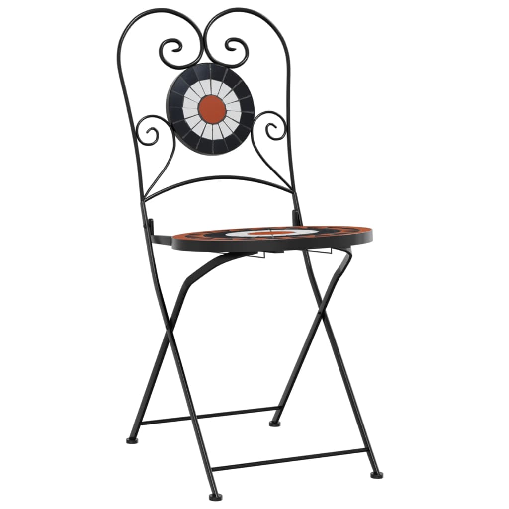 Bistro set s mozaikom terakota i bijelo od željeza i keramike
