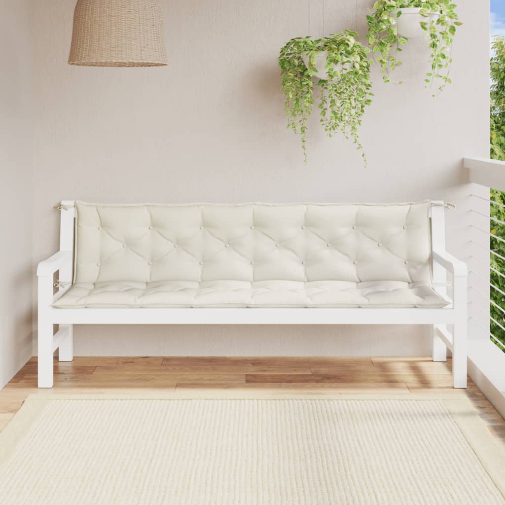 Jastuci za vrtnu klupu 2 kom prošarano krem 200x50x7 cm tkanine
