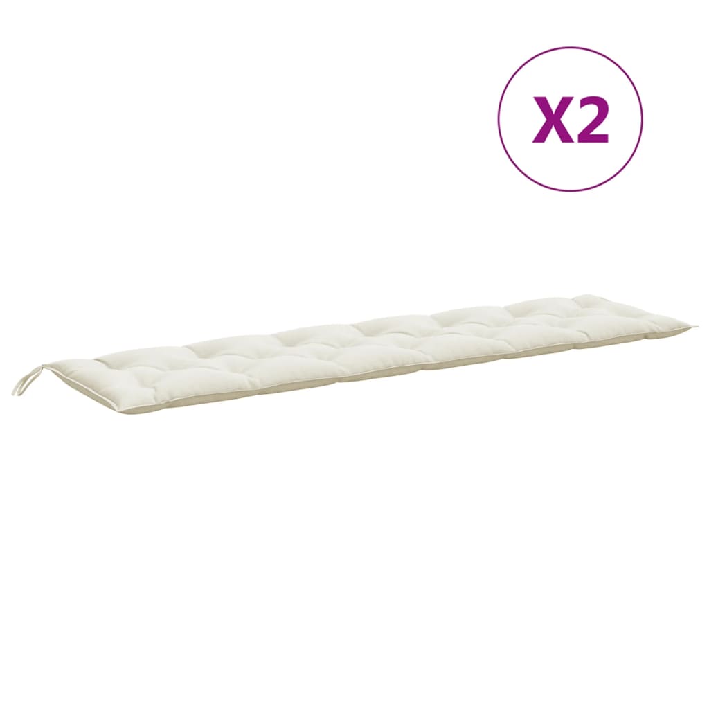 Jastuci za vrtnu klupu 2 kom prošarano krem 200x50x7 cm tkanine