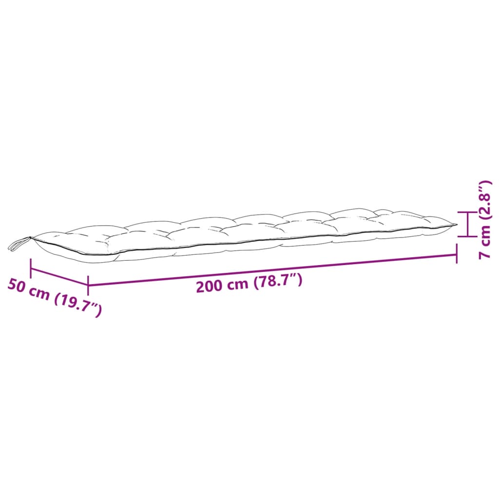 Jastuci za vrtnu klupu 2 kom prošarano krem 200x50x7 cm tkanine
