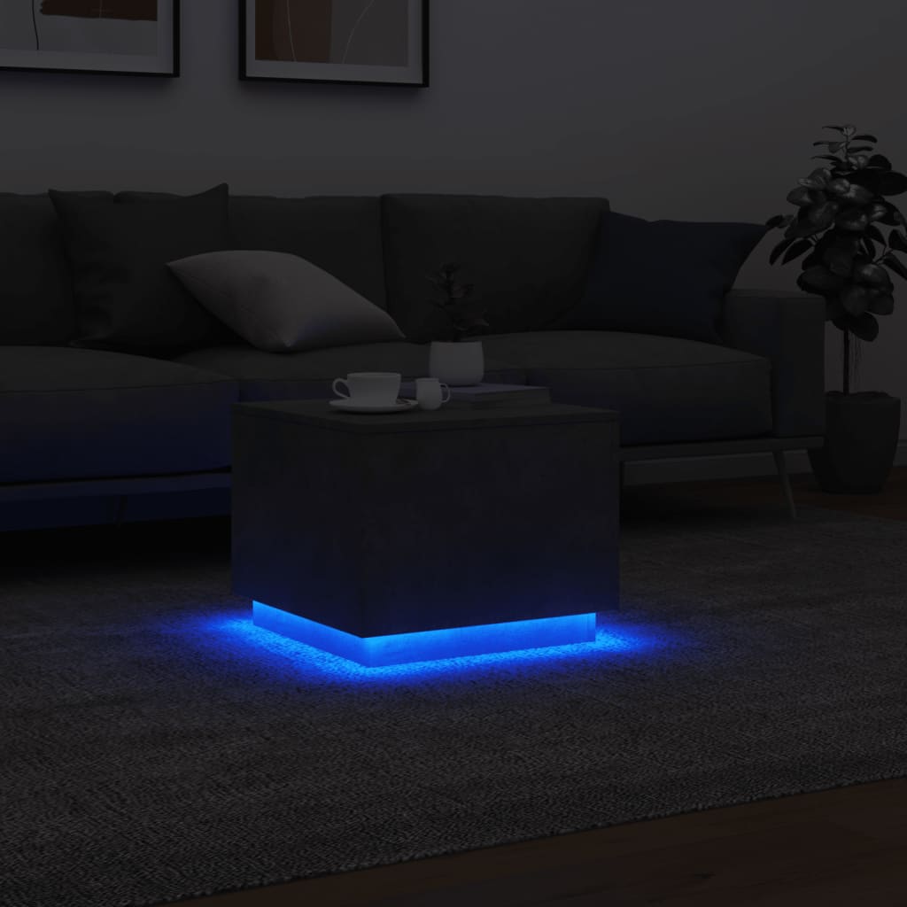 Stolić za kavu s LED svjetlima siva boja betona 50 x 50 x 40 cm