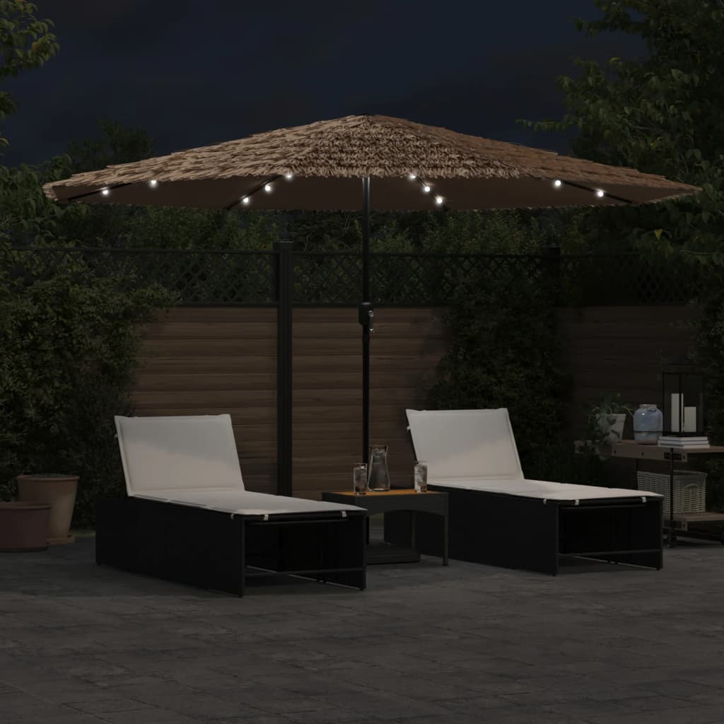 Vrtni suncobran LED s čeličnom šipkom smeđi 388x388x248 cm