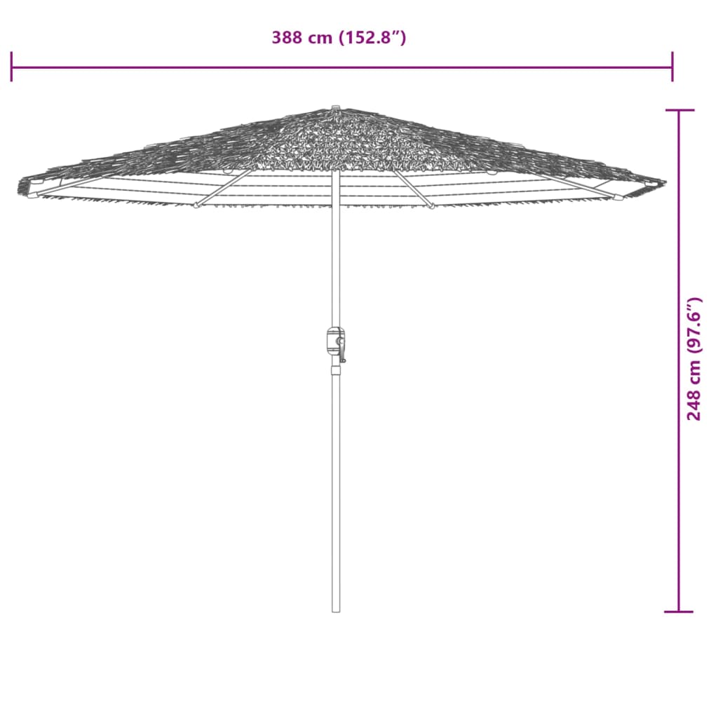 Vrtni suncobran LED s čeličnom šipkom smeđi 388x388x248 cm
