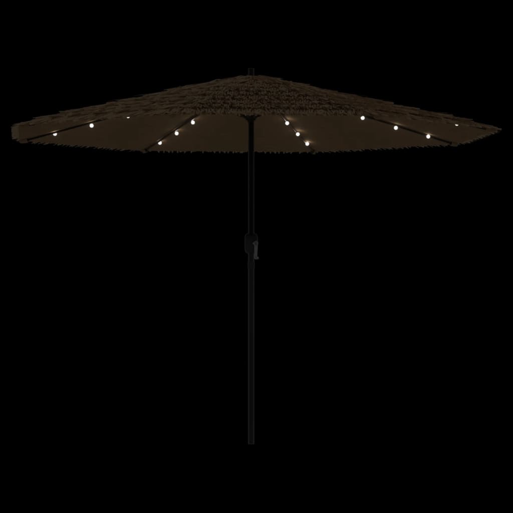 Vrtni suncobran LED s čeličnom šipkom smeđi 388x388x248 cm