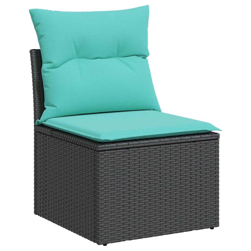 Vrtni set od 9 dijelova s jastucima, crni poliratan