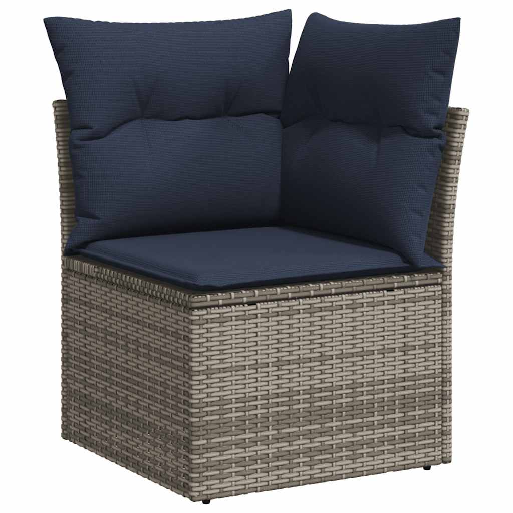 Vrtni set s jastucima, 14 dijelova, sivi poliratan