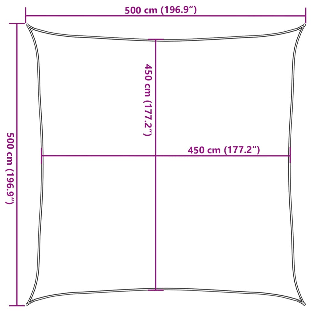 Jedro za zaštitu od sunca 160 g/m² Kvadratni pijesak 5x5 m HDPE