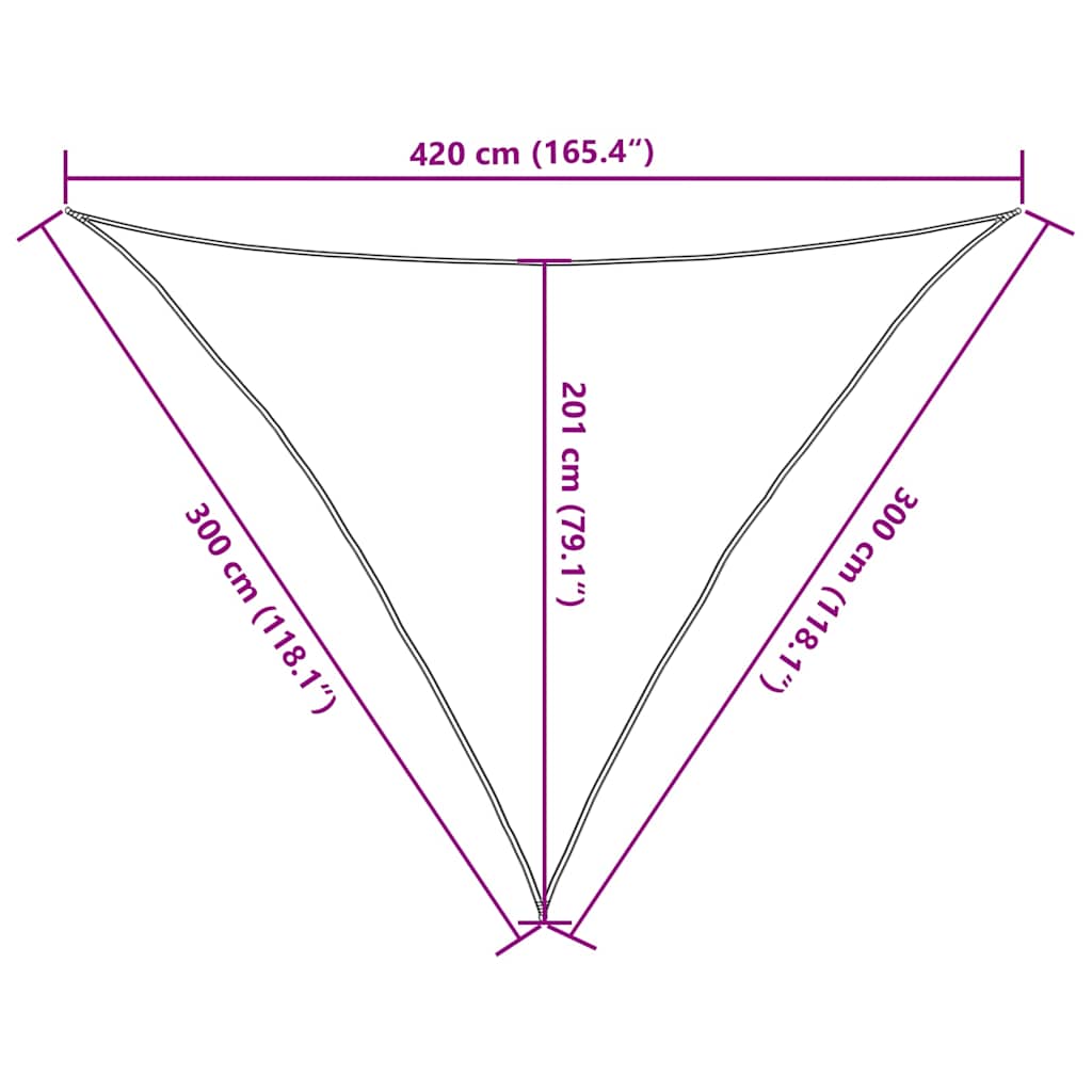 Jedro za zaštitu od sunca 160 g/m² Trokutasto pijesak 3x3x4,2 m HDPE