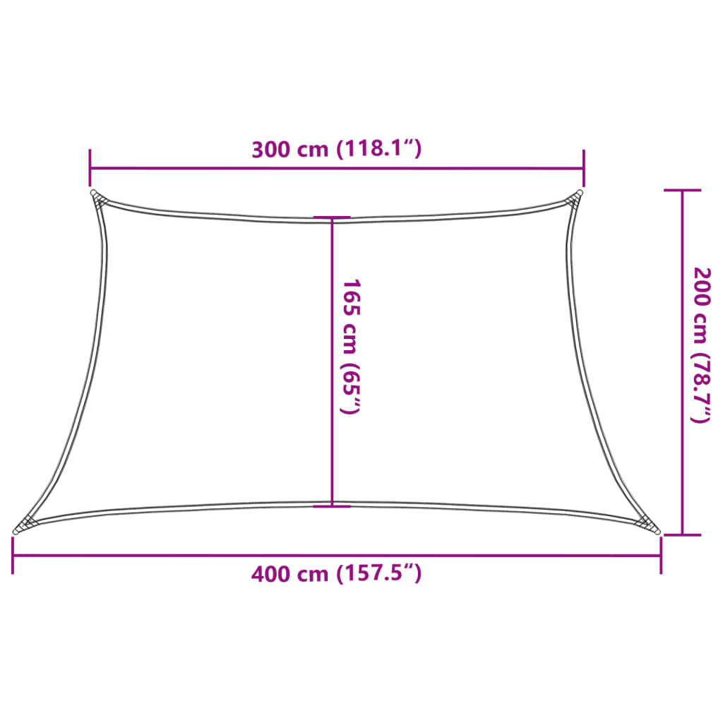 Jedro za zaštitu od sunca 160 g/m² Trapezoidni pijesak 3/4x2 m HDPE