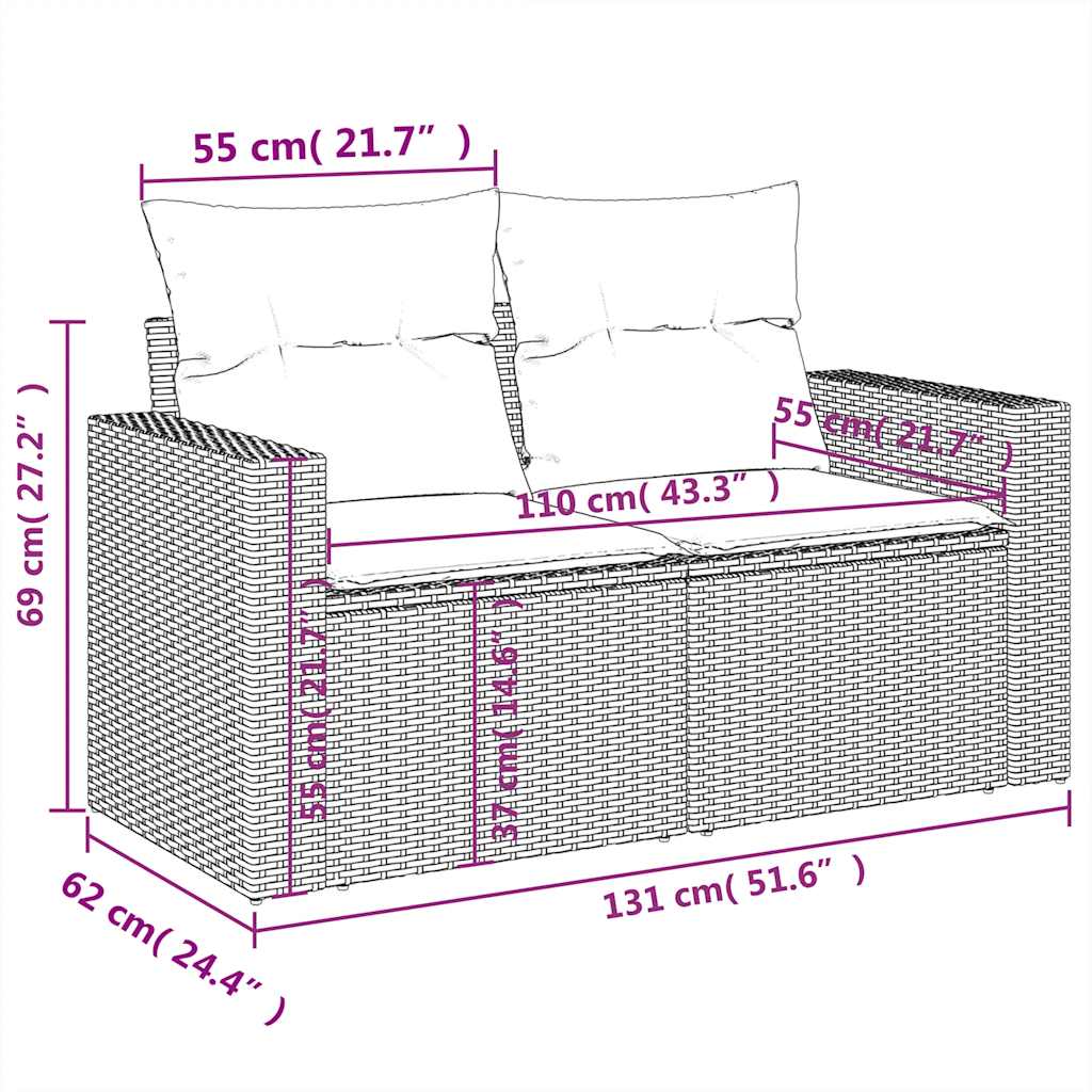 11-dijelni vrtni set s jastucima, sivi poliratan