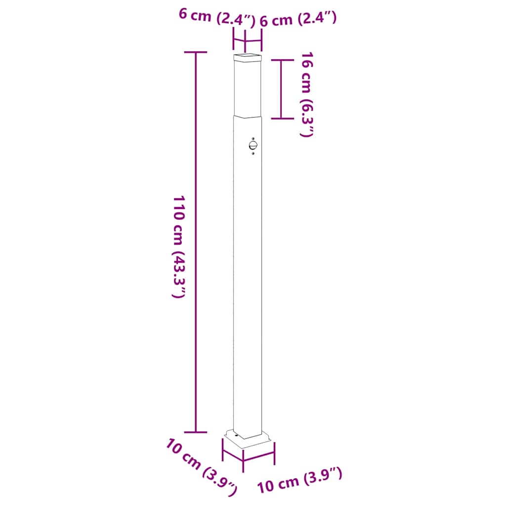 Stupić za svjetla sa senzorom 3 kom 110 cm nehrđajući čelik IP44