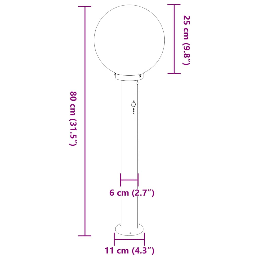 Stupić sa senzorom 80 cm nehrđajući čelik IP44