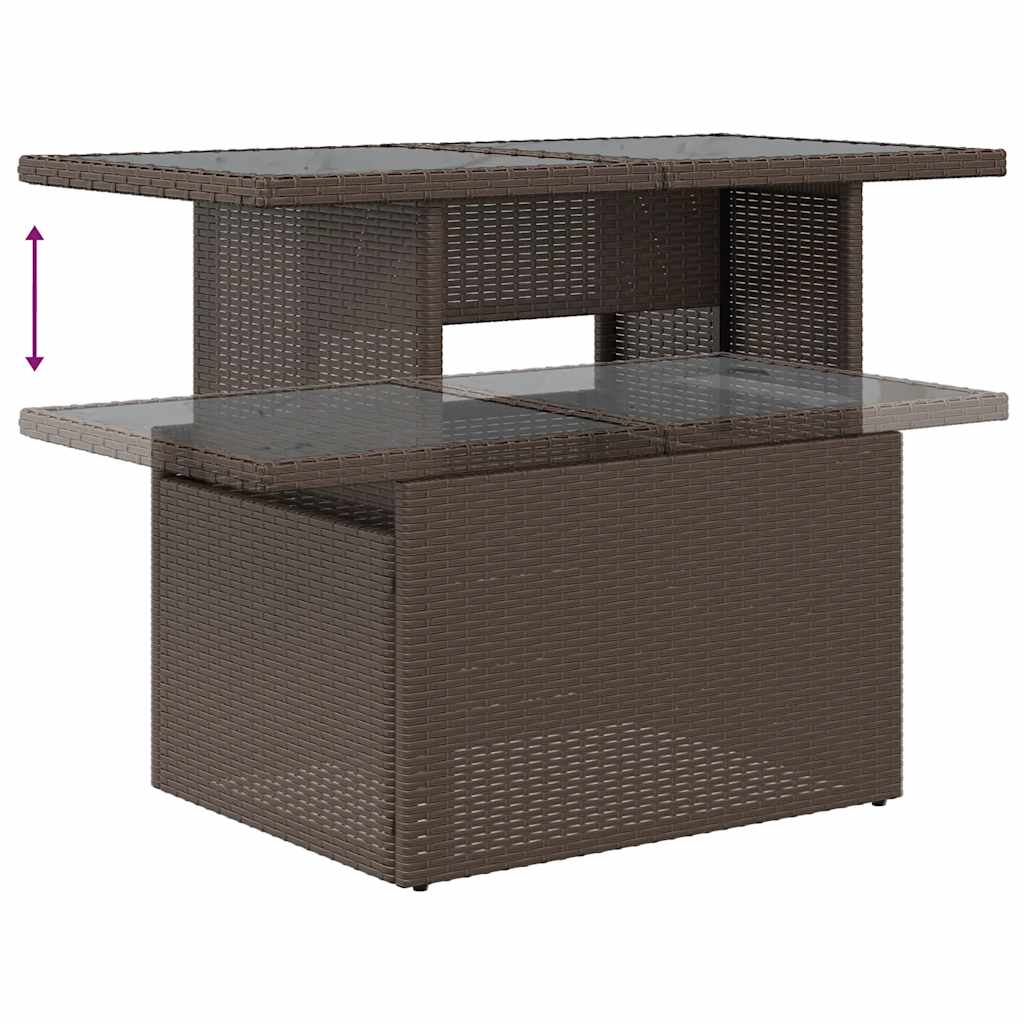 Vrtni set od 10 dijelova s jastucima, smeđi poliratan