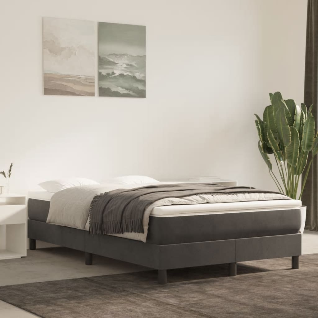 Krevet box spring s madracem tamnosivi 120 x 190 cm baršun