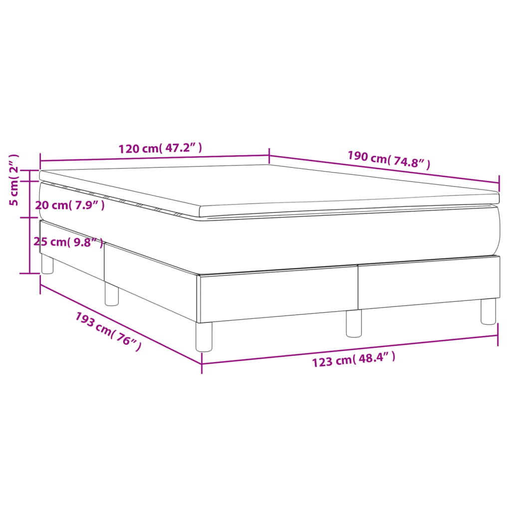 Krevet box spring s madracem tamnosivi 120 x 190 cm baršun