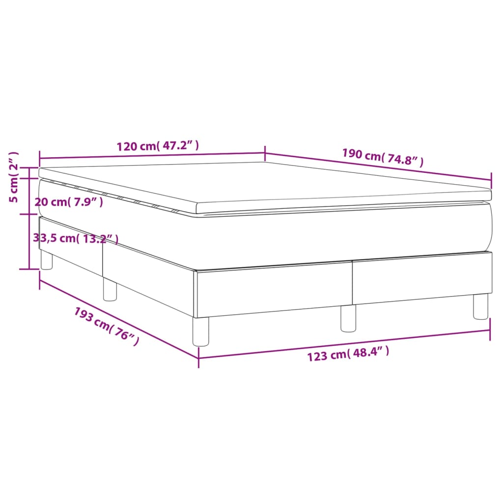 Krevet box spring s madracem tamnosivi 120 x 190 cm baršun