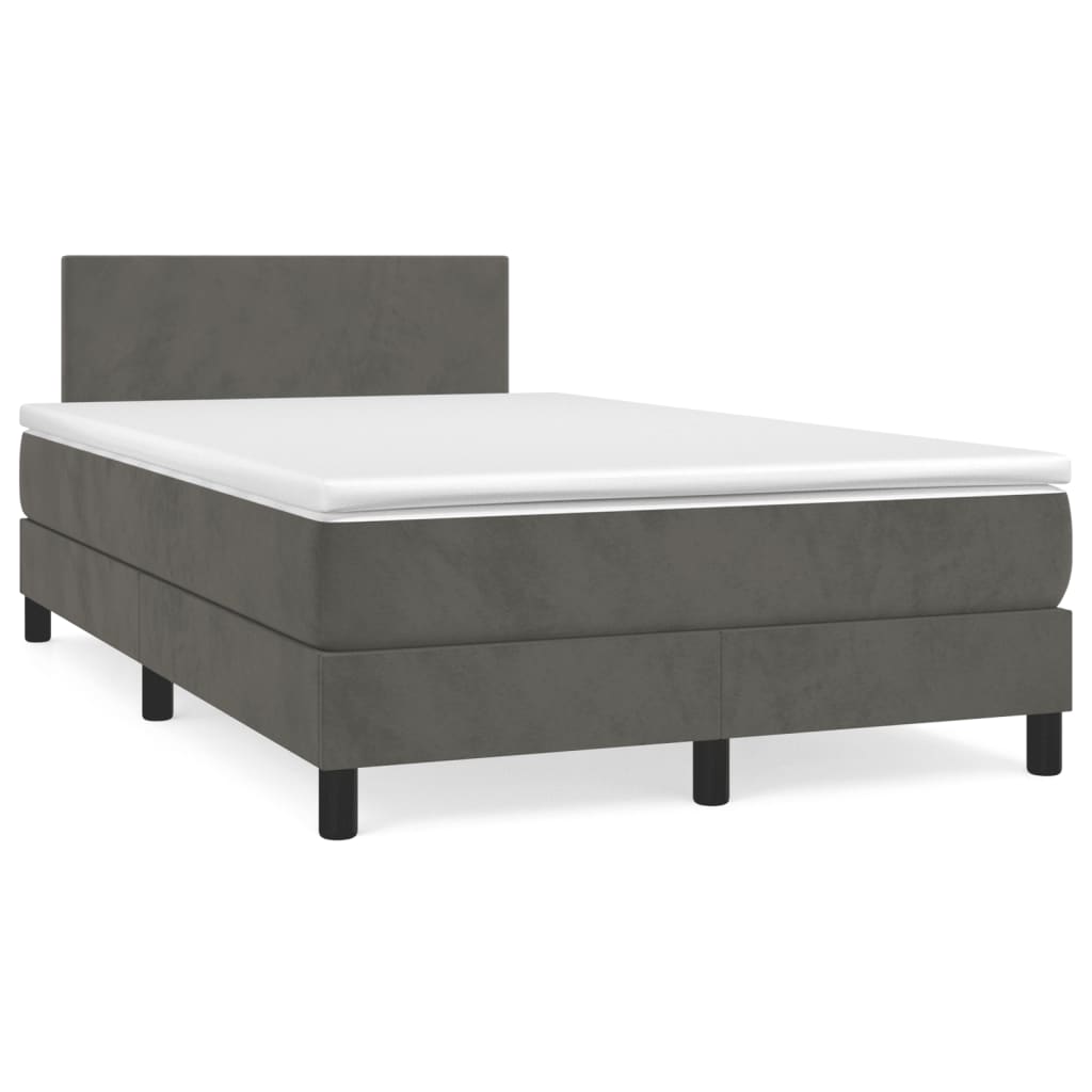 Krevet box spring s madracem tamnosivi 120 x 190 cm baršun