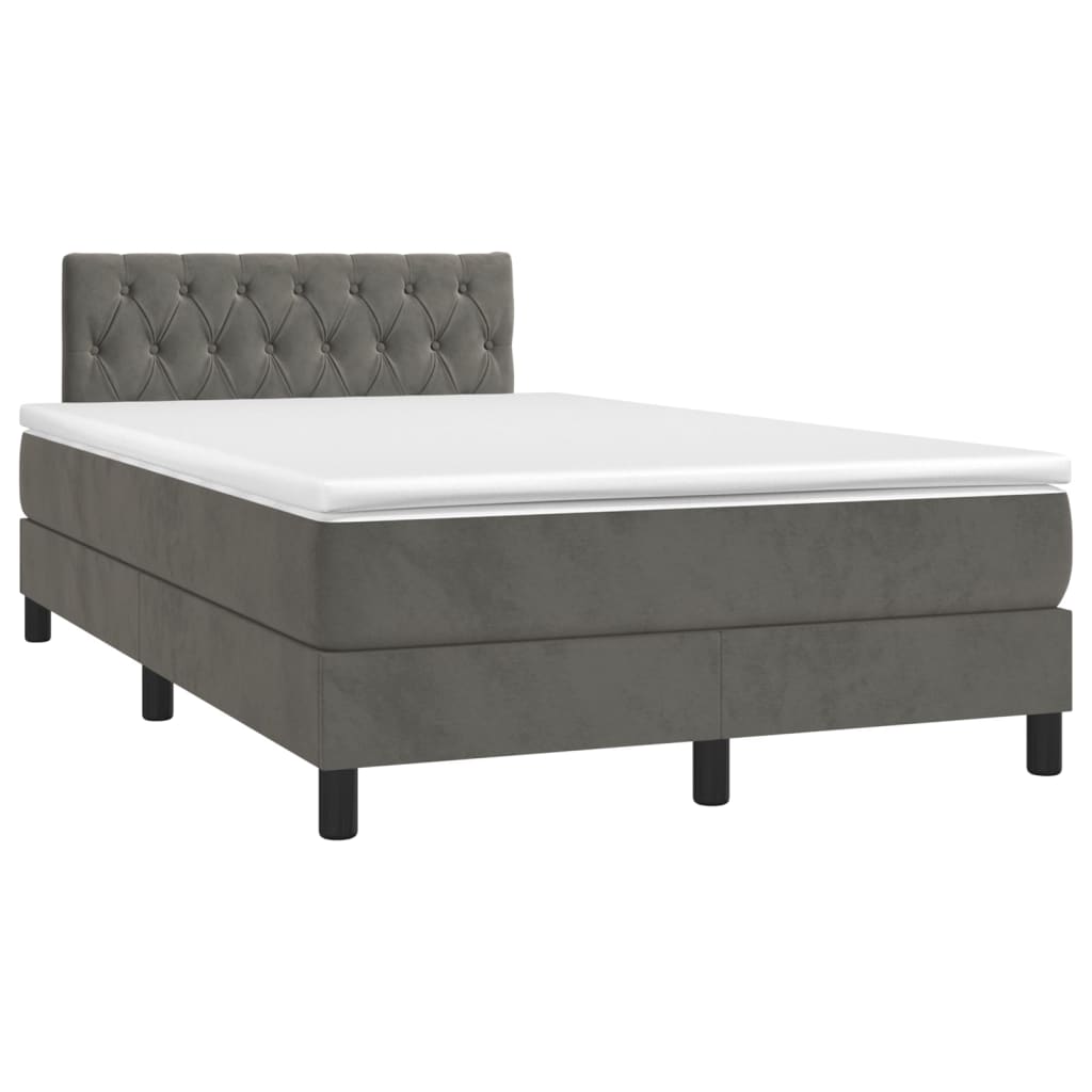 Krevet box spring s madracem tamnosivi 120 x 190 cm baršun