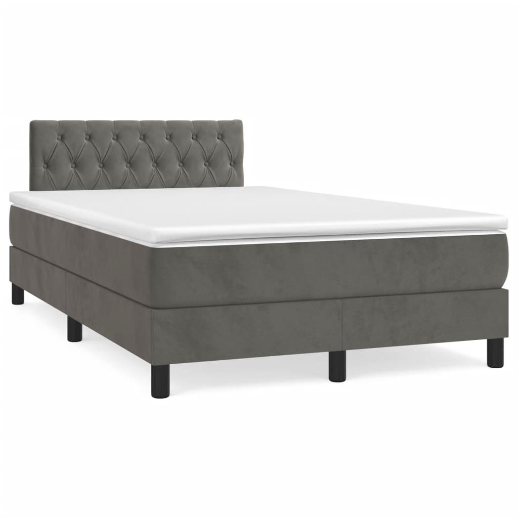 Krevet box spring s madracem tamnosivi 120 x 190 cm baršun
