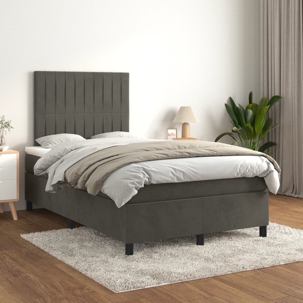 Krevet box spring s madracem tamnosivi 120 x 190 cm baršun