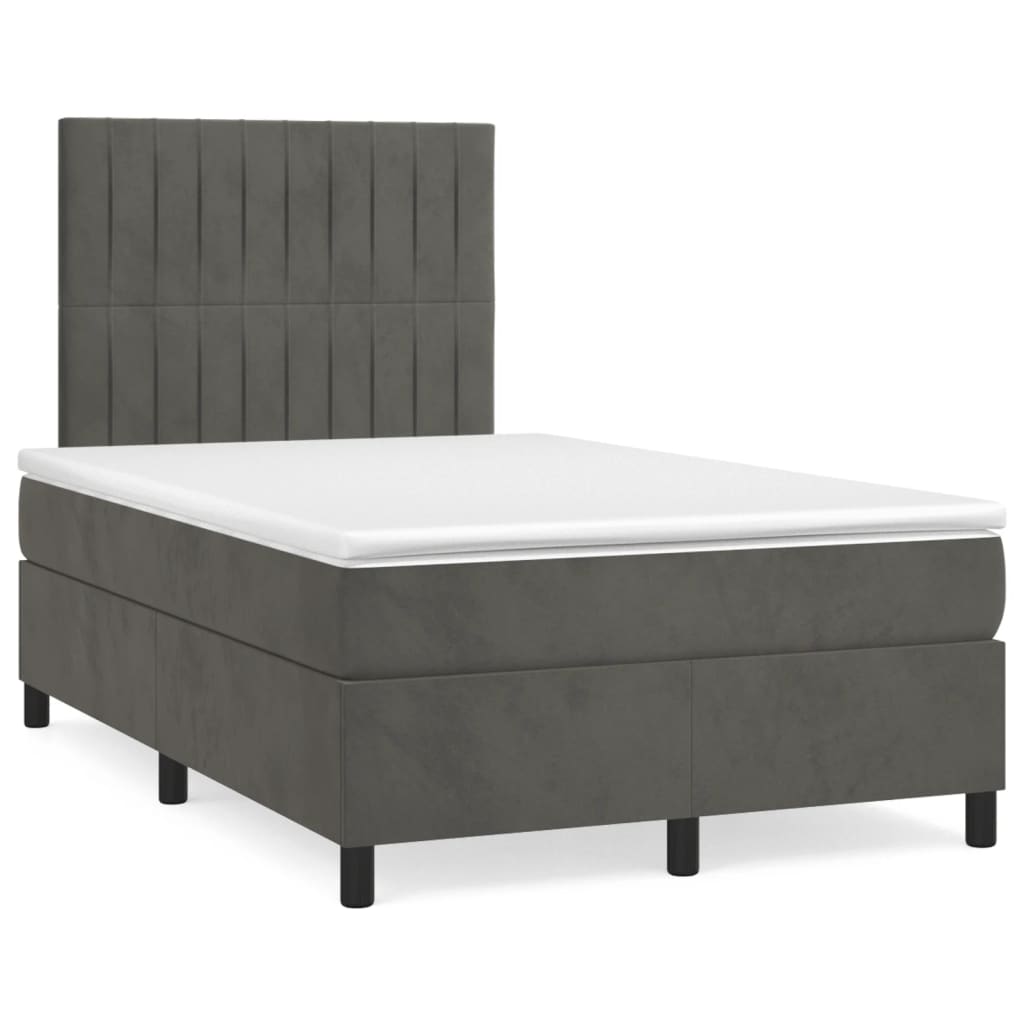 Krevet box spring s madracem tamnosivi 120 x 190 cm baršun