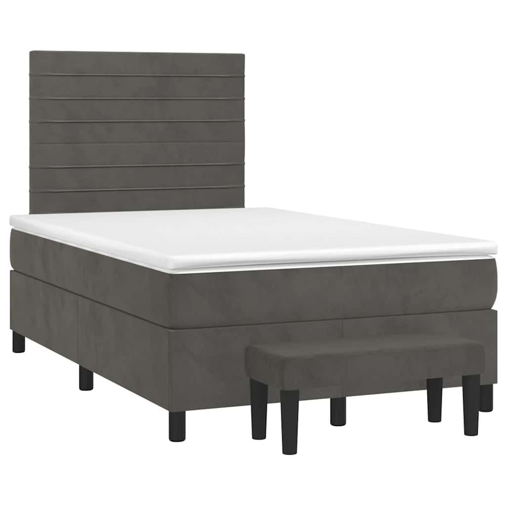 Krevet box spring s madracem tamnosivi 120 x 190 cm baršun