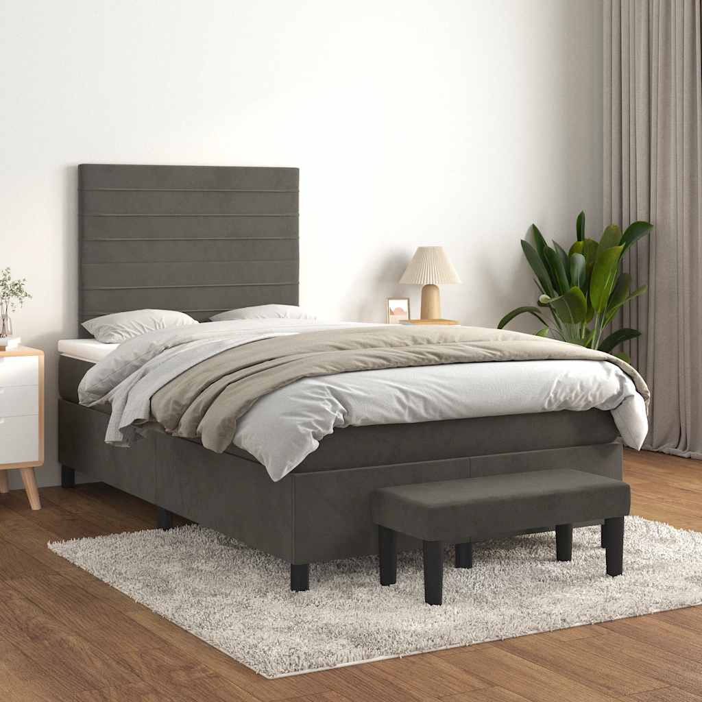 Krevet box spring s madracem tamnosivi 120 x 190 cm baršun