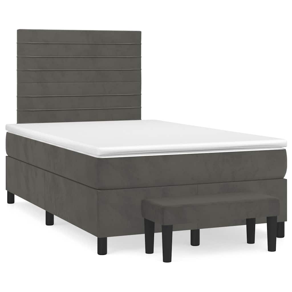 Krevet box spring s madracem tamnosivi 120 x 190 cm baršun