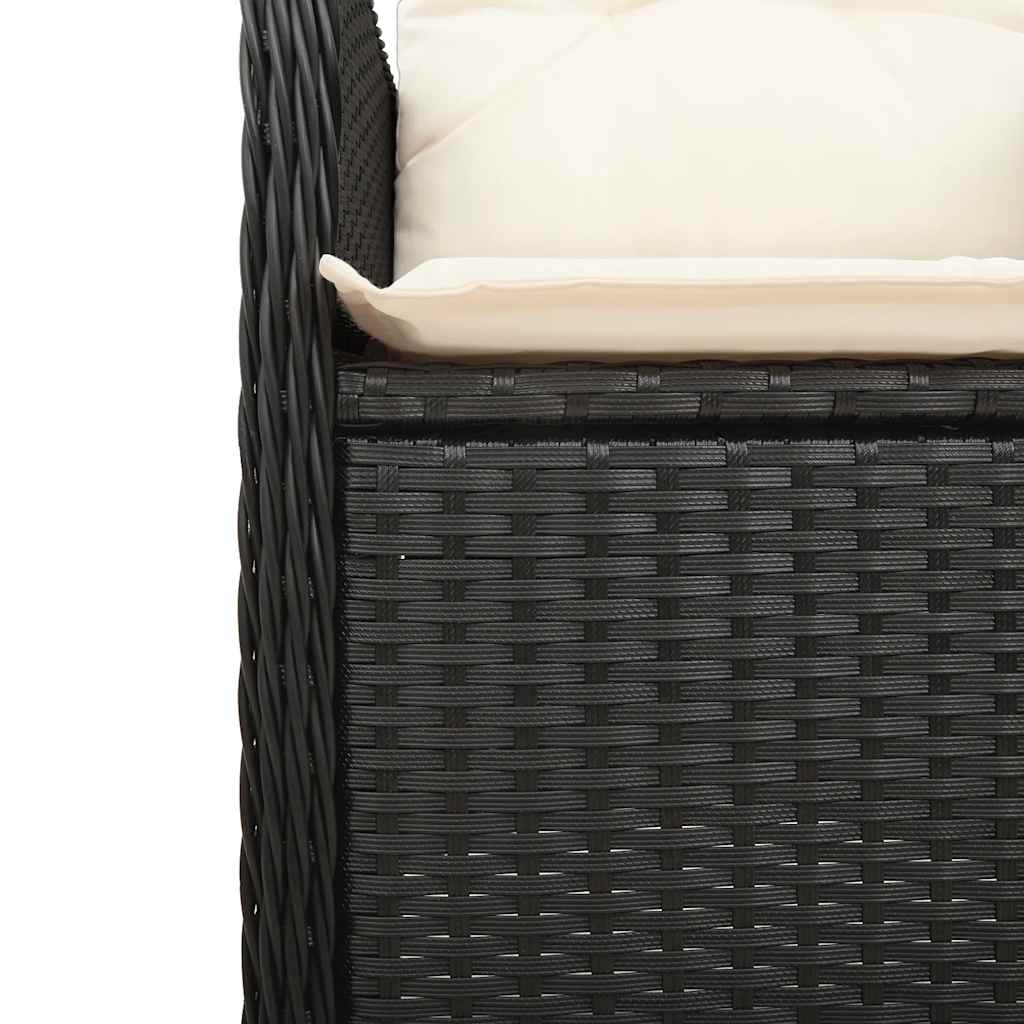 3-dijelni vrtni bistro set od poliratana s jastucima crni