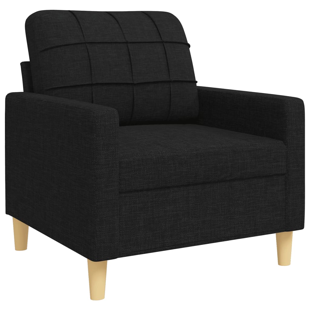 4-dijelni set sofa s tabureom i jastucima crni tkanina
