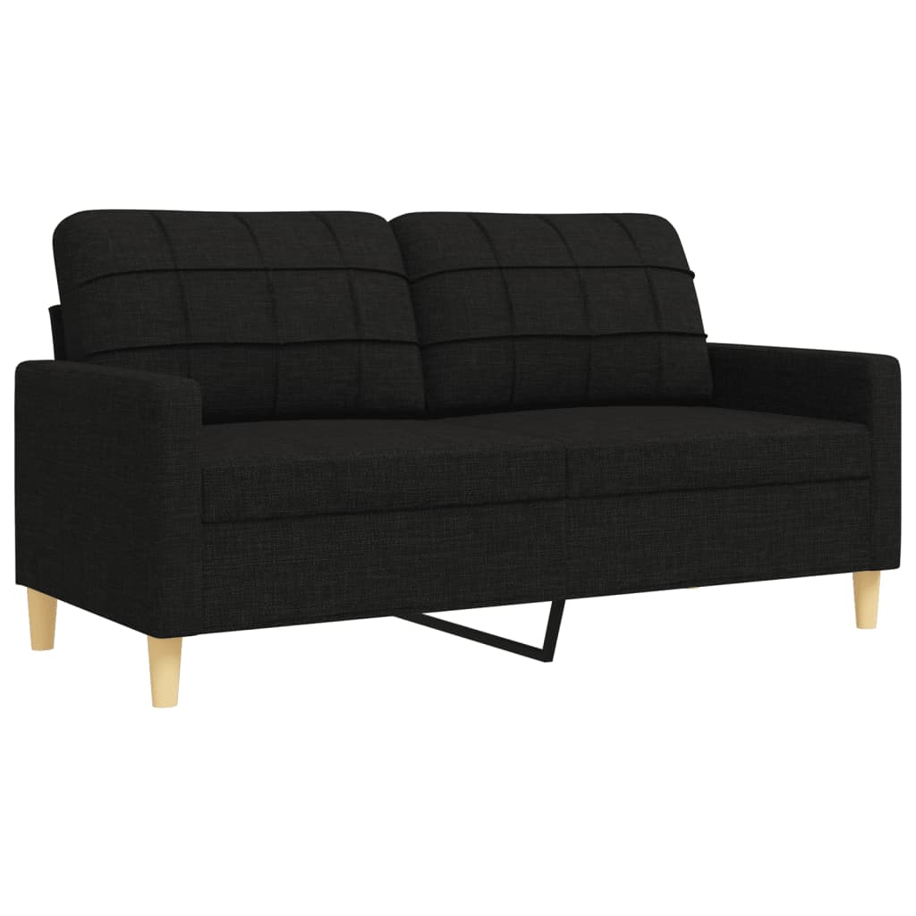 4-dijelni set sofa s tabureom i jastucima crni tkanina