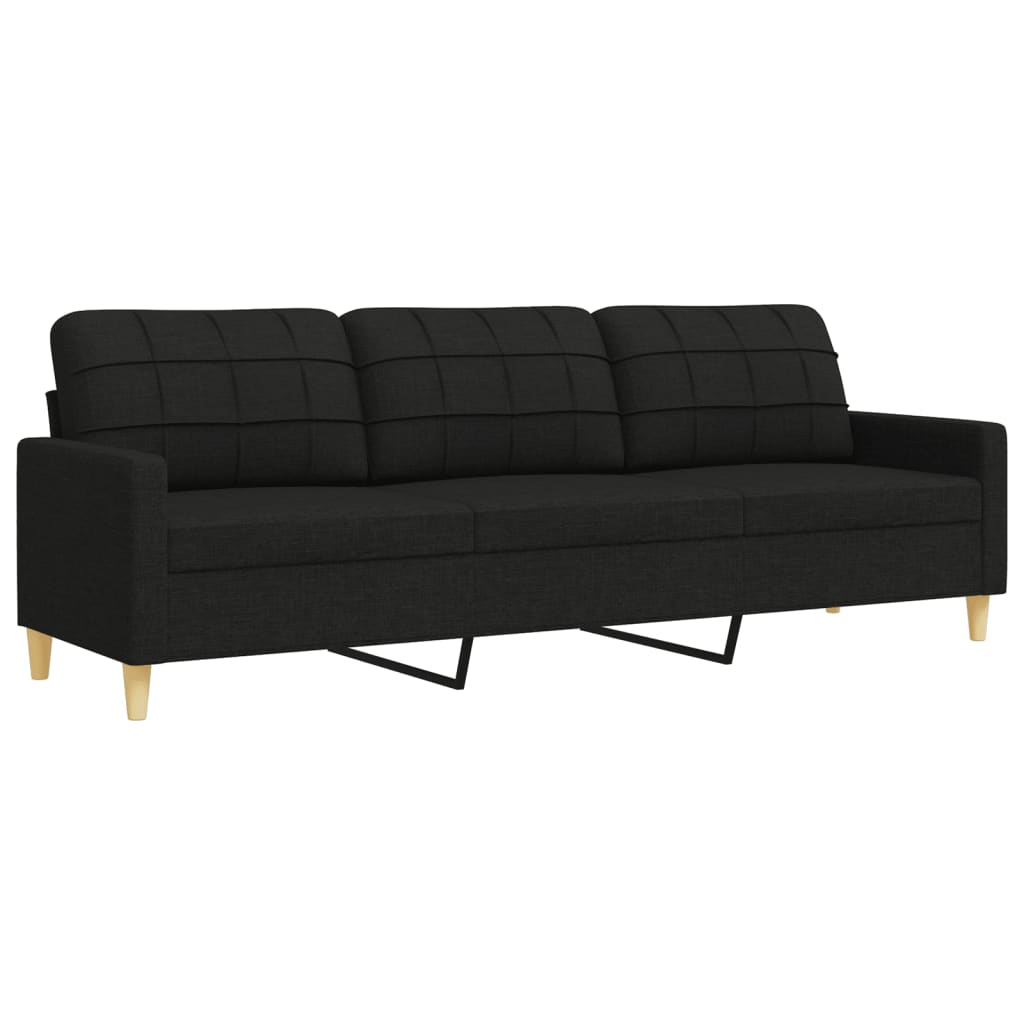 4-dijelni set sofa s tabureom i jastucima crni tkanina