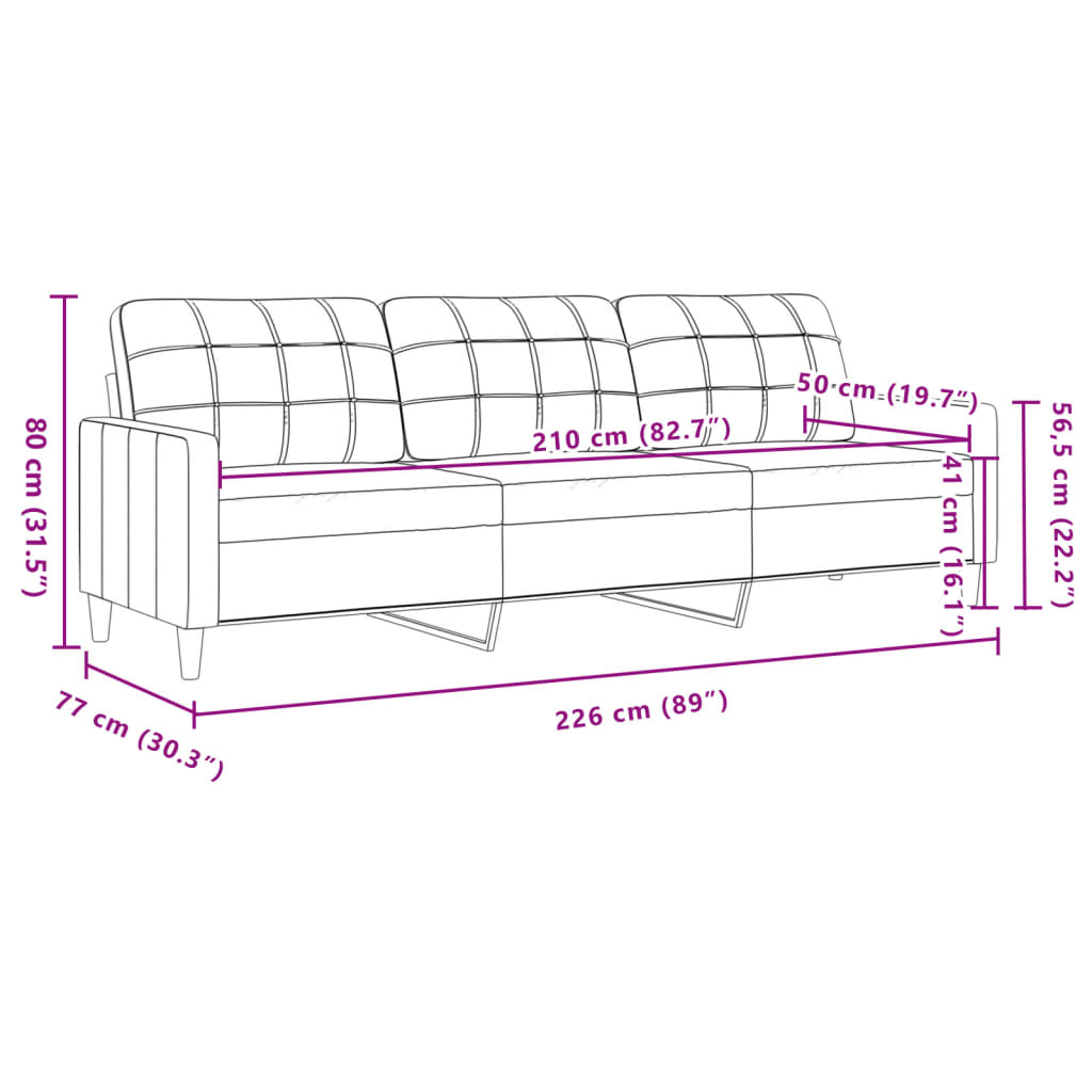 4-dijelni set sofa s tabureom i jastucima crni tkanina