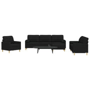 4-dijelni set sofa s tabureom i jastucima crni tkanina