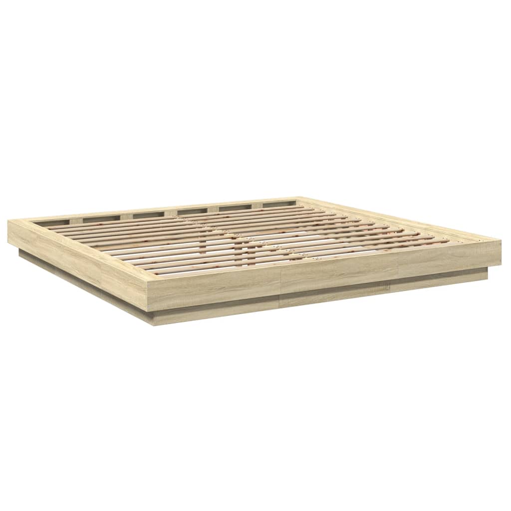 Okvir za krevet s LED svjetlima boja hrasta 180 x 200 cm drveni