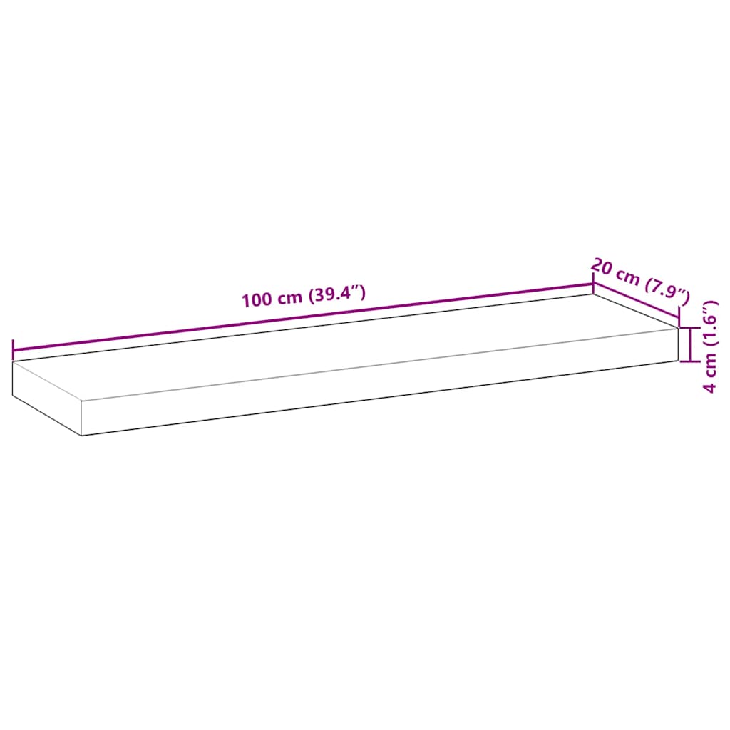 Plutajuće police 2 kom 100x20x4 cm Neobrađeno puno drvo akacije